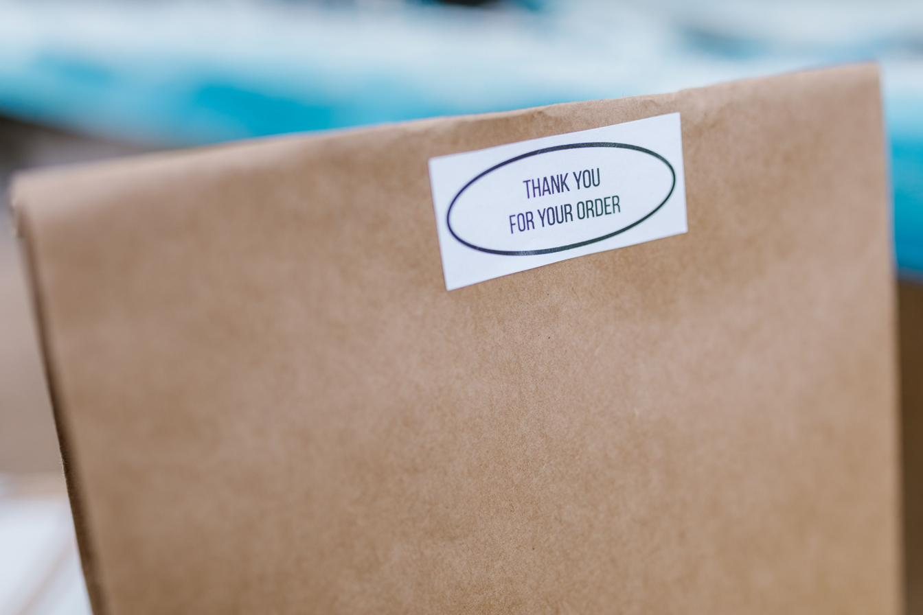 Ecommerce order packed with a personal thank you for your order message